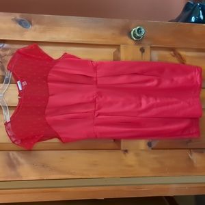 KATE YOUNG* for Target size 8 red dress sheer top with polka dots darted dress